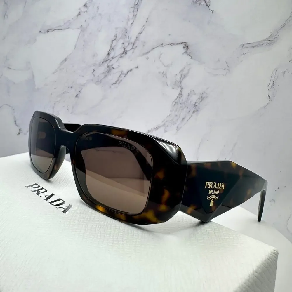 PRADA Sunglasses New Brown Tortoise Acetate PR 17WS Symbole Logo Italy Authentic
